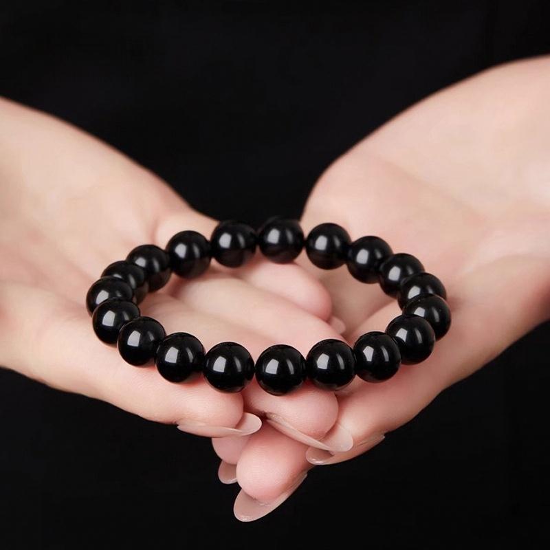 Black Obsidian Bead Bracelet - Handcrafted