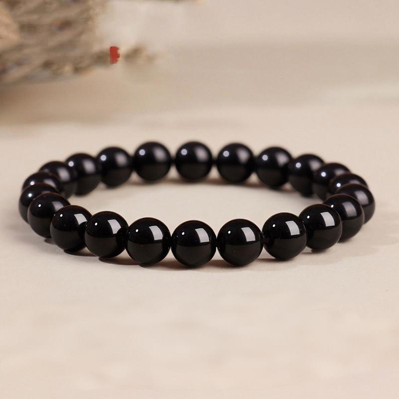 Black Obsidian Bead Bracelet - Handcrafted